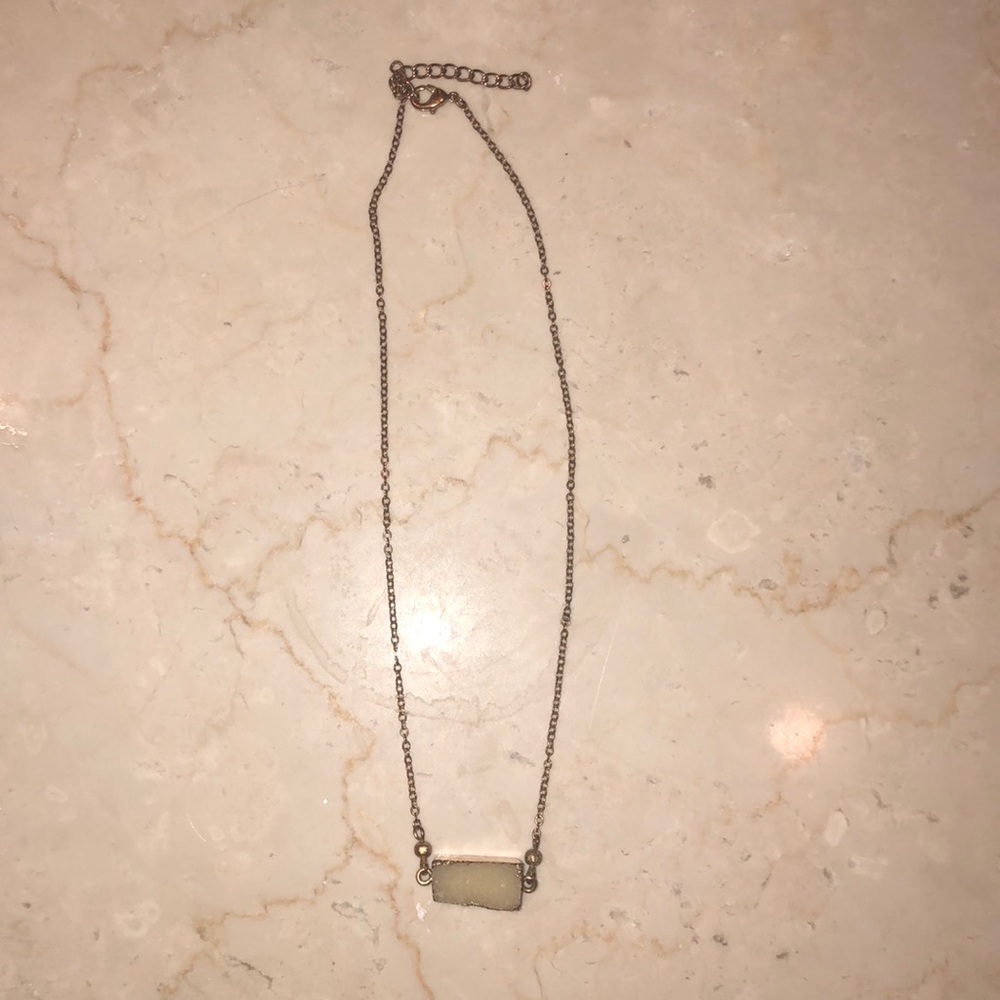 Gold and white drusy necklace